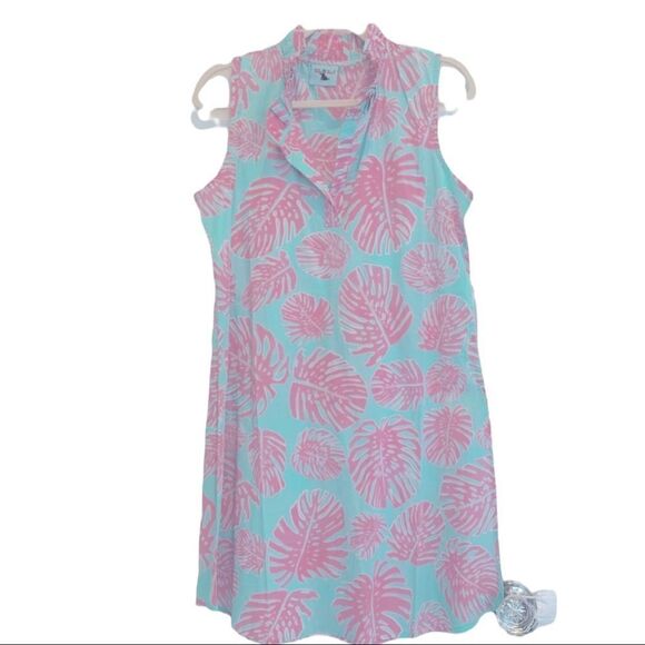 Haley & The Hound Sleeveless Pink & Turquoise Palm Dress Women’s Size M NWOT - Picture 1 of 11